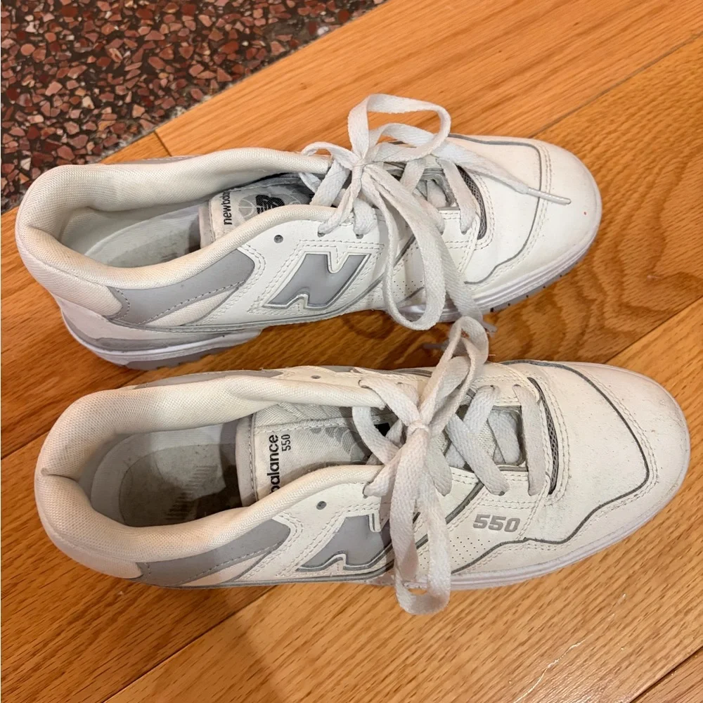 New Balance 550 White and Gray Low-Top Sneakers